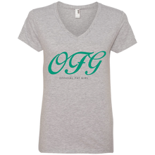 Load image into Gallery viewer, OFG TEAL  Ladies&#39; V-Neck T-Shirt