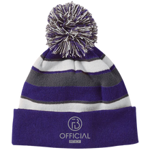 Load image into Gallery viewer, OFB Striped Beanie with Pom